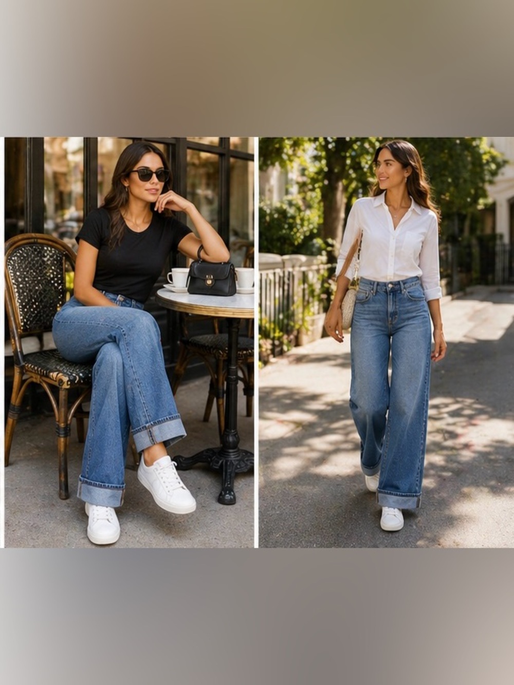 Hudson Jeans Wide Leg Cuffed Jeans in Light Blue Denim - Picture 4 of 14